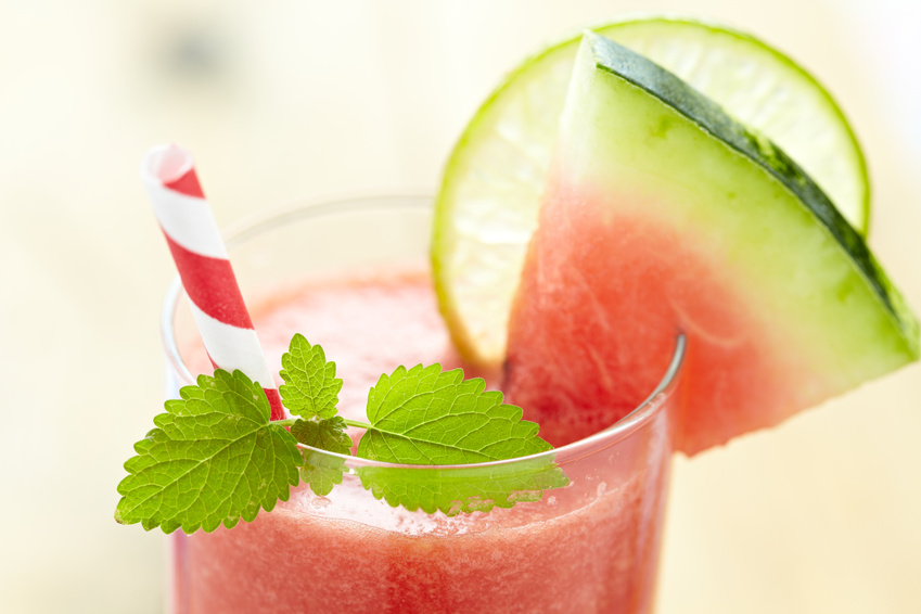 Watermelon cocktail with lime, ginger and mint