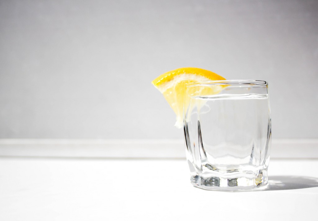 A glass with lemon